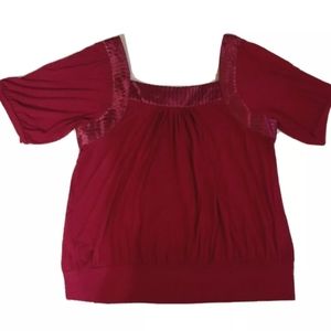 Apt 9 Wine Red Pullover Blouse Shirt Womens Top Size XL Short Sleeve